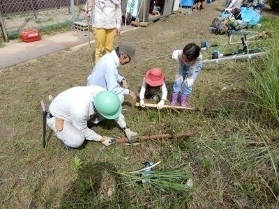 「神戸市君影小学校学校林活動地」の子供も楽しんだ間伐した杉の皮むき